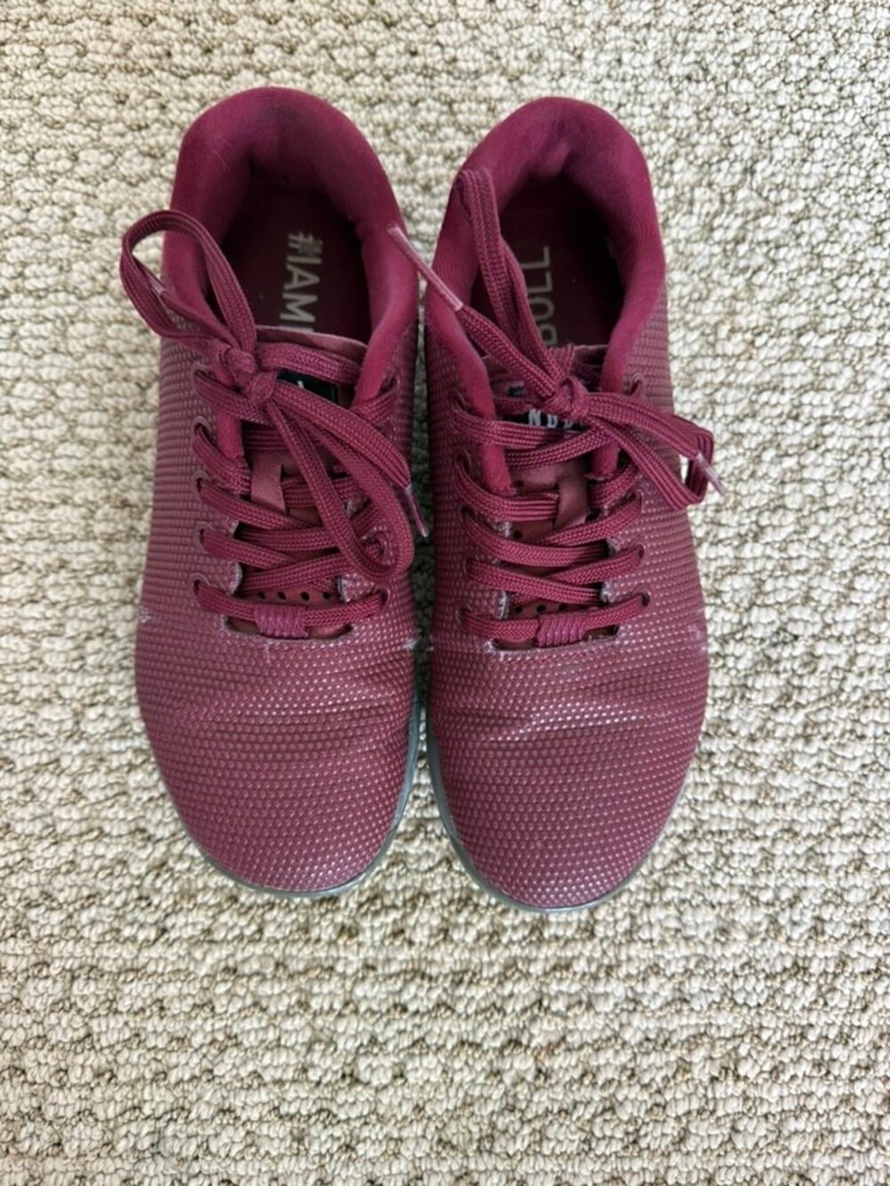 NOBULL SuperFabric Trainer Burgundy Grey Sole Cross Training Shoes Size 7